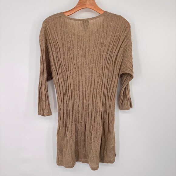 Chicos 2 Travelers Collection Metallic gold textured Knit Sweater Size Large - Picture 9 of 14